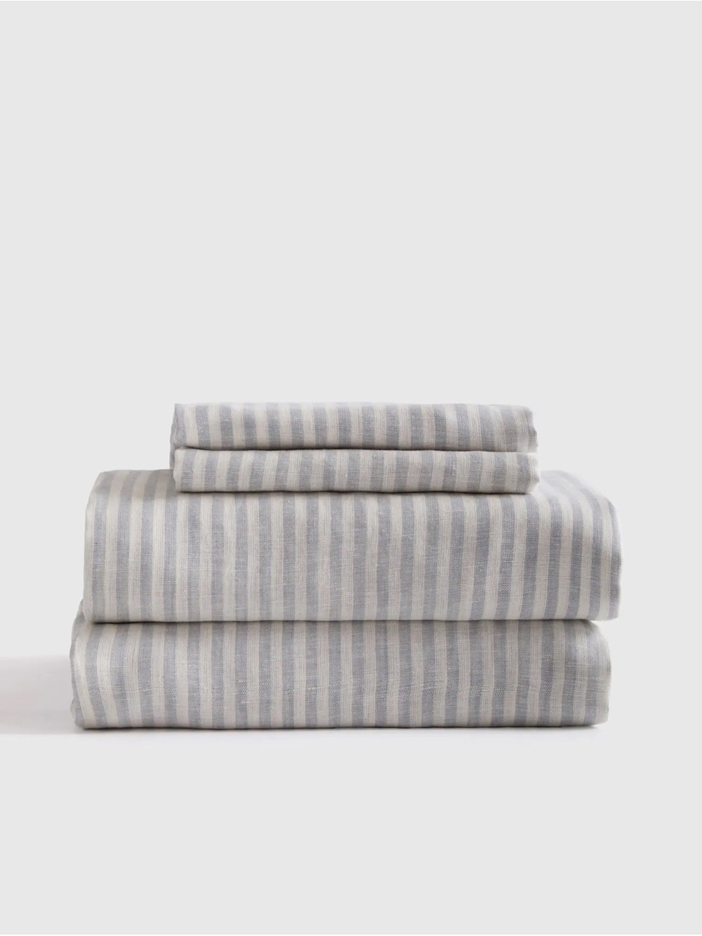 European Linen Stripe Sheet Set - Full Size Mist/White Stripe